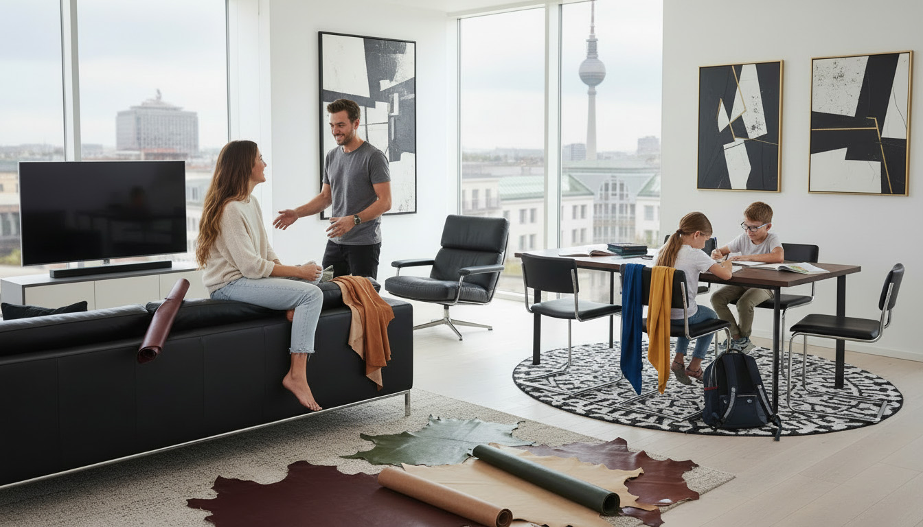 Leder- und Stoffe Auswahl